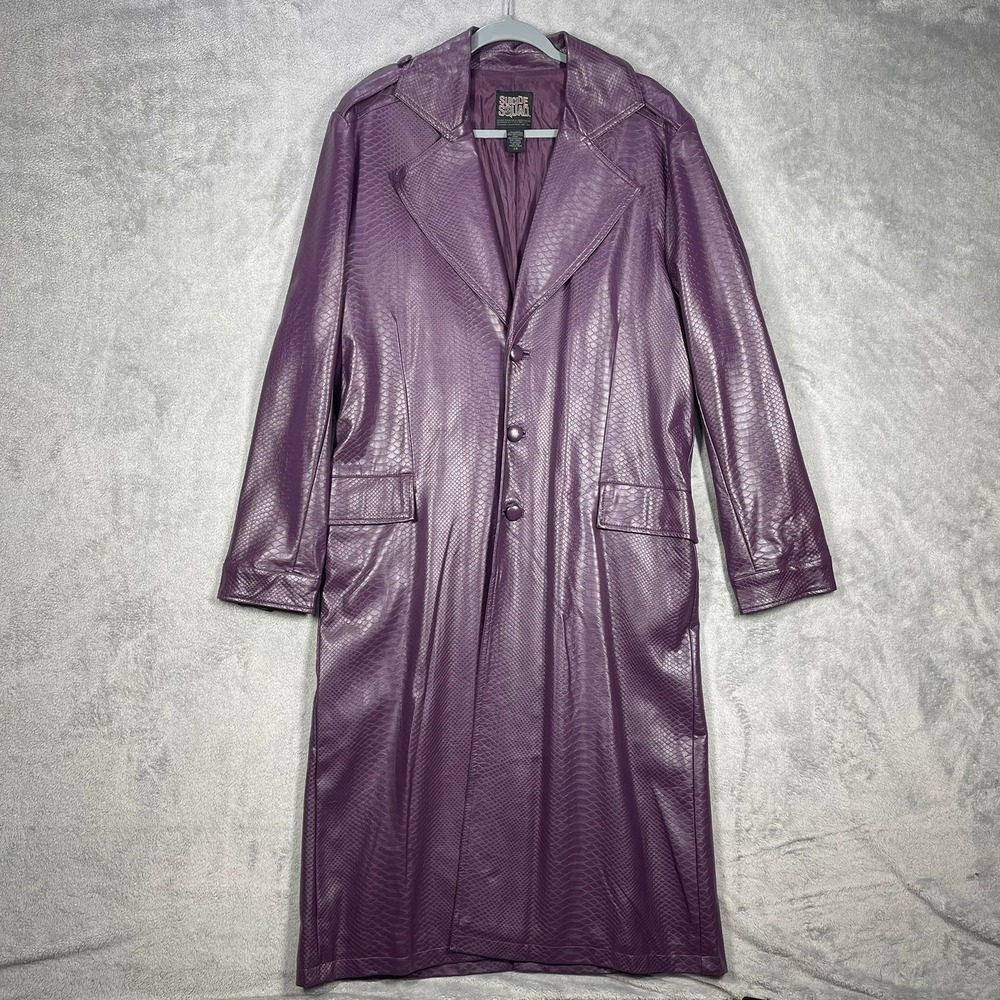 Joker Jared Leto Suicide Squad Halloween Purple Faux Leather Coat Large